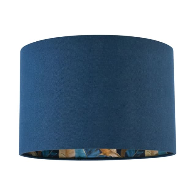 Happy Homewares Modern Midnight Blue Linen Lamp Shade with Leaf Floral Pattern Lining Size: 12" Midnight Unisex 12"