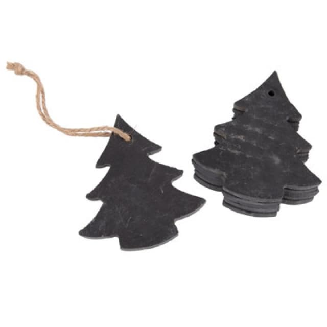Nicola Spring Slate Christmas Tree Decorations - 7 X 8Cm - Tree - Pack Of 6