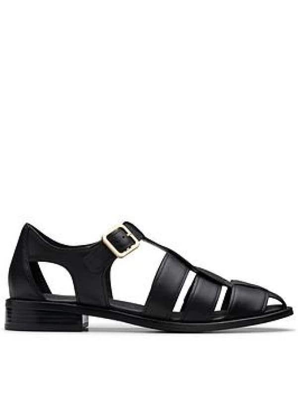 Clarks Clarks Women Hana Sun Black Leather Flat Sandals Size: 5-Standard Fit Black 5-Standard Fit Female 5063421068467