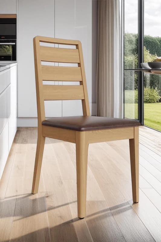 FWStyle FWStyle Pair Of Solid Natural Oak Ladder Back Dining Chairs in Brown Brown One Size Unisex 5056413124791