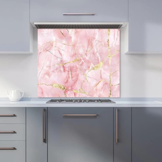 Warren Reed - Designer Rose Marble Effect Kitchen Splashback in Pink Size: 600mm x 750mm Pink Unisex 600mm x 750mm