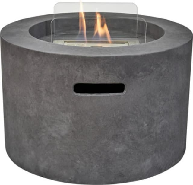Field & Flame Acacia Bio Ethanol Fire Pit In Dark Concrete Grey