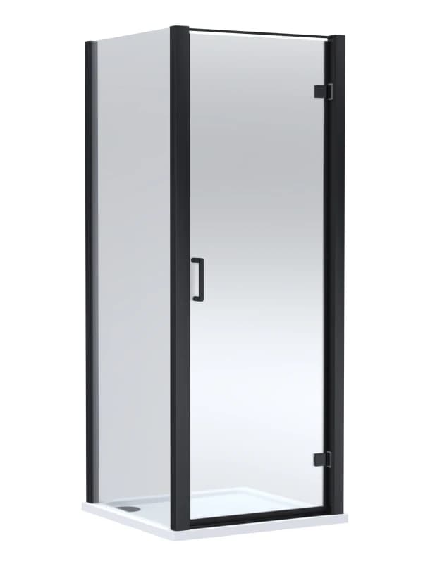 Balterley Hinged Shower Door & Tray: 800x800mm Matt Black/White in Black Unisex