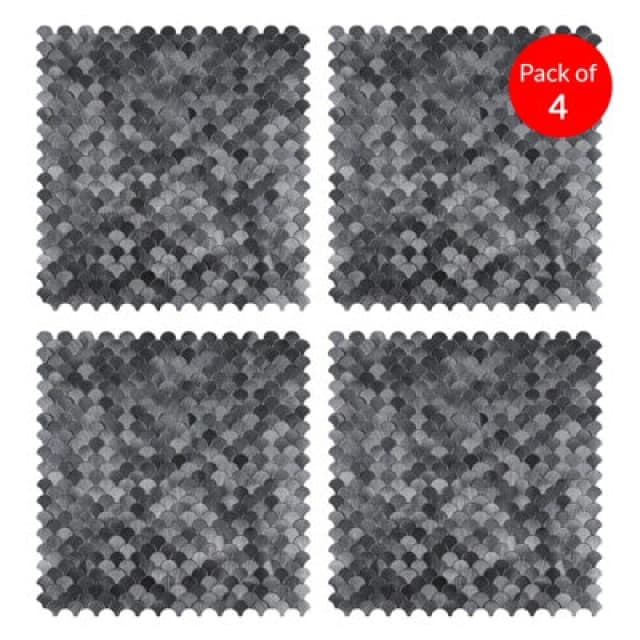 Ener-J Reflective Scallop Pattern Peel And Stick Aluminum Tile Size:295 X 300 X 4mm (Pack Of 4)