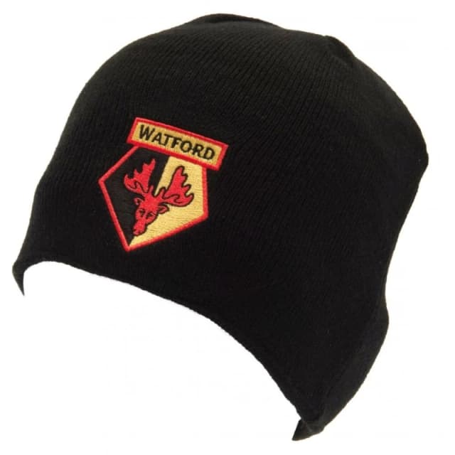 Watford FC Mens Crest Beanie in Black Male One Size