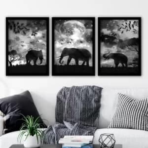 3SC48 Multicolor Decorative Framed Painting (3 Pieces)