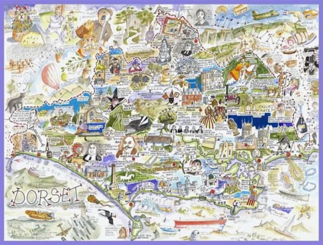 Tim Bulmer Map of Dorset - Tim Bulmer 1000 Piece Jigsaw Puzzle