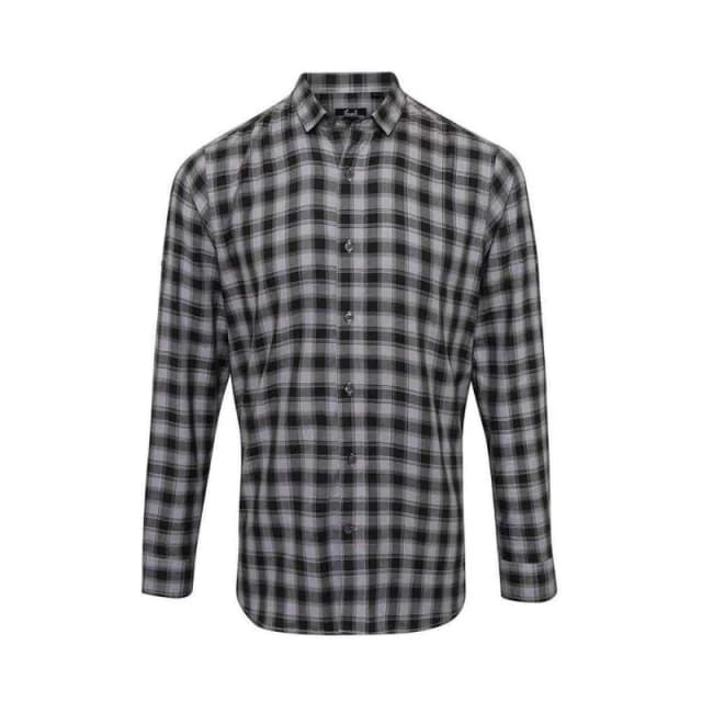 Premier Premier Men Mulligan Checked Cotton Long-Sleeved Shirt in Dark Grey Size: Small Dark Grey S Male 5063527876751