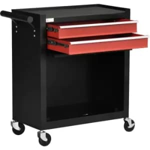 DURHAND 2 Drawers Machinist Tool Chest with Ball Bearing Runners and Cabinet - Black