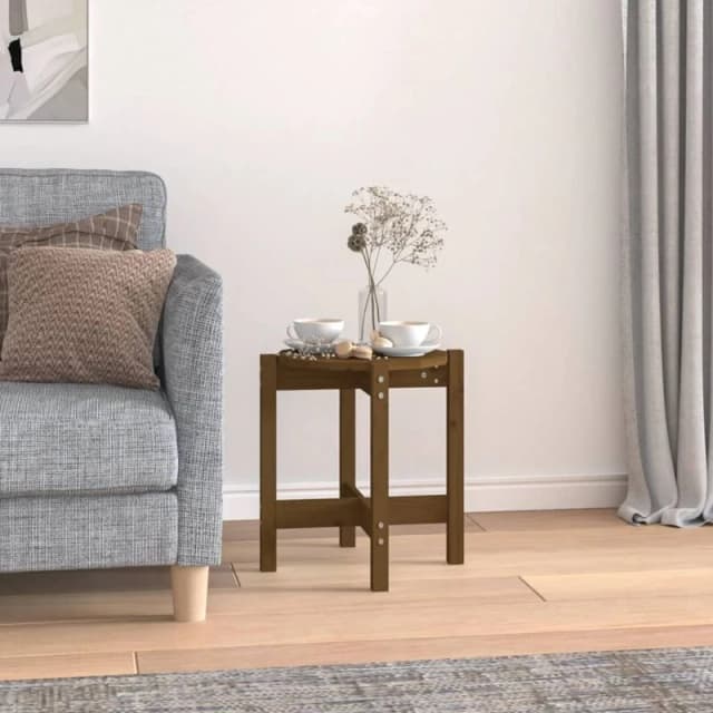 Vidaxl Coffee Table Honey Brown Ø 42.5X45cm Solid Wood Pine, Brown 822315