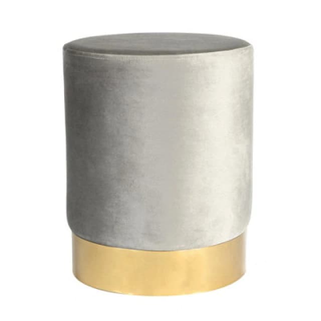 Harbour Housewares Velvet Pouffe - Round Luxe Living Room Bedroom Dressing Table Accent Footstool - 29 X 36Cm - Grey
