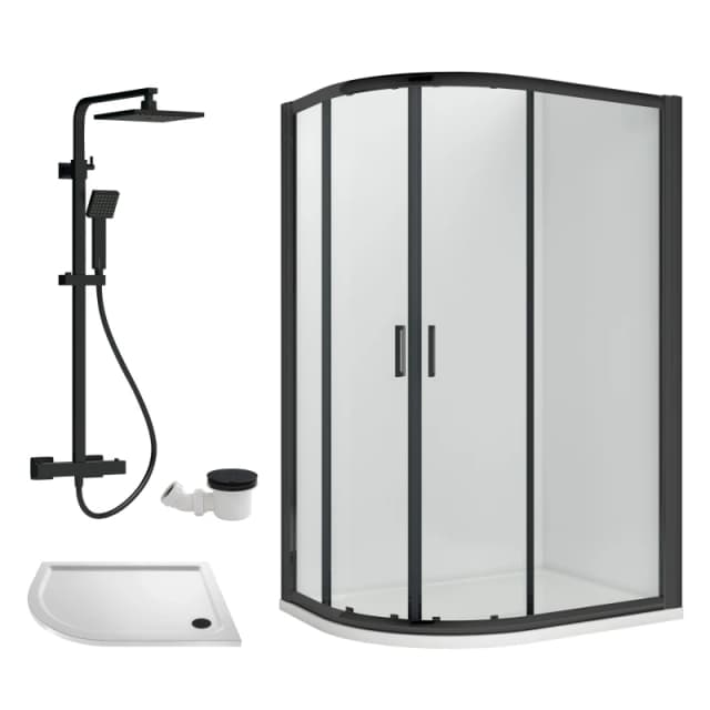 Balterley Offset Left Quadrant Tray Square Shower Waste White Black 1000x 800mm White Unisex