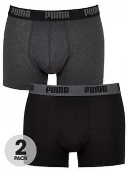 Puma Basic Boxer Shorts (2 Pack) - Grey/Black , Grey/Black Size M Men