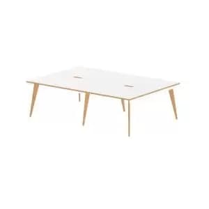 Oslo B2B White Frame Wooden Leg Bench Desk 1200 White With Natural
