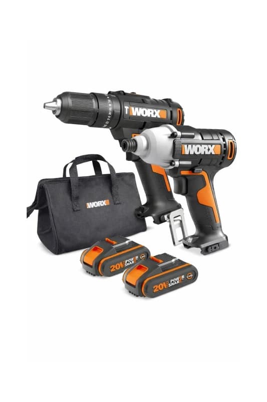Worx WX902 20v Cordless Combi Drill & Impact Driver with x2 2.0Ah Batteries