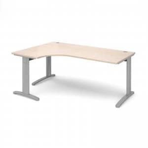 TR10 Deluxe Left Hand Ergonomic Desk 1800mm - Silver Frame maple Top