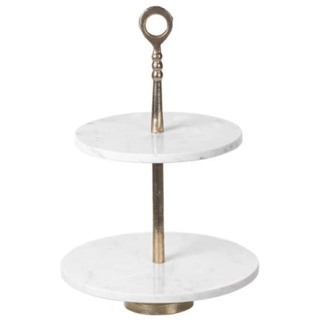 Beliani Cake Stand Tarum Stone White Marble