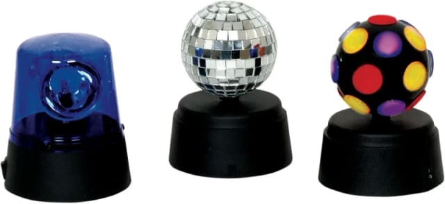 Soundlab Funki Party Set Containing Mini Disco Ball, Blue Fuzz-Light & Mirrorball with Rotator