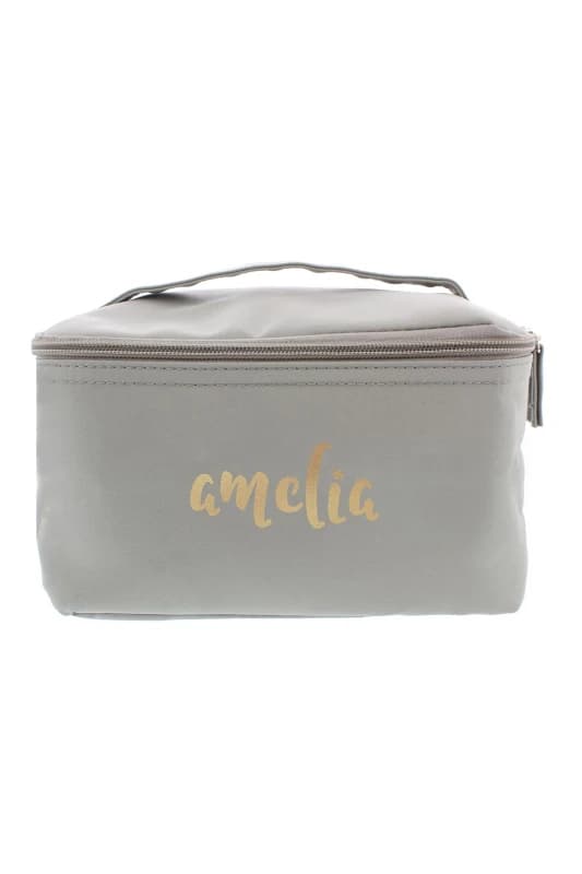 Personalised Memento Company Personalised Gold Name Grey Toiletry Bag Grey