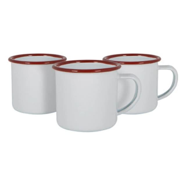 Argon Tableware White Enamel Espresso Cups - 130ml - Red - Pack Of 6