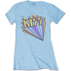 KISS - Stars Womens Large T-Shirt - Light Blue