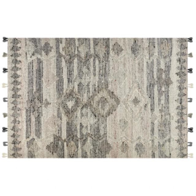 Beliani Rug Aratashen Grey 200 X 300 Cm Wool Kilim