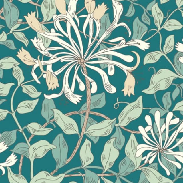 Hoopla Walls Honeysuckle Leaf Trail Dark Jade Smooth Matt Wallpaper