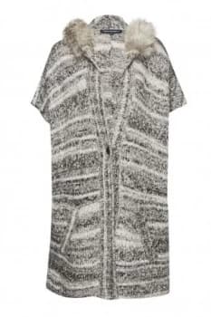 French Connection Irma Melange Knit Cardigan Coat Black Multi