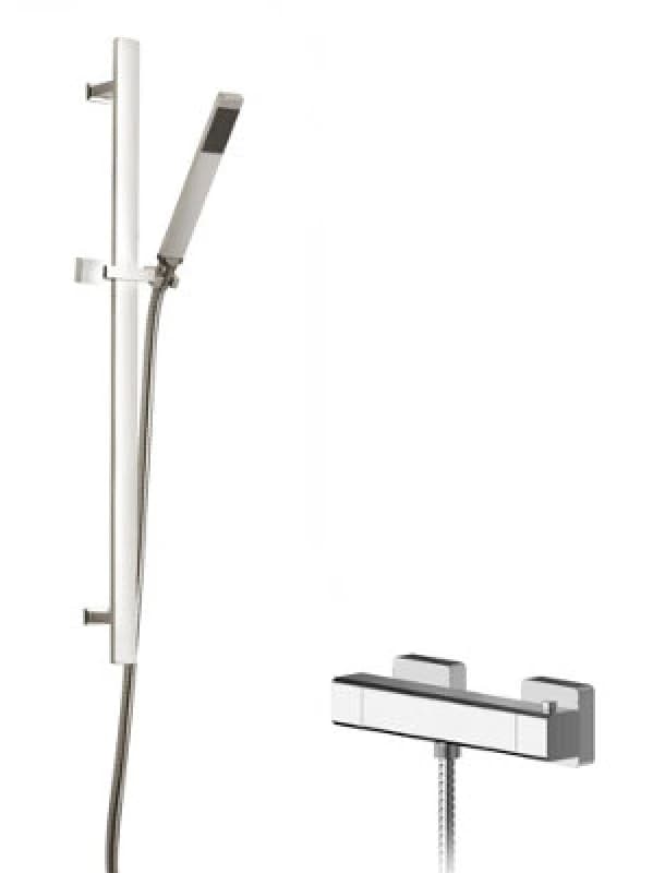 Balterley Empire Square Bar Valve Sheer Slide Rail Shower Kit Chrome Silver unisex