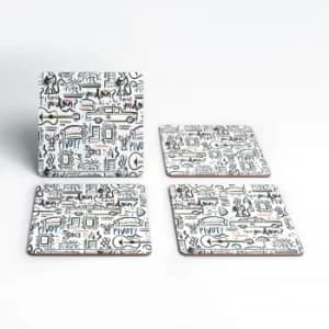Friends Pattern Square Coaster Set