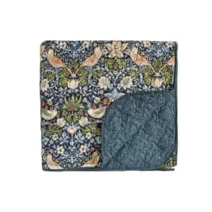 William Morris Bedding, Strawberry Thief Bedspread 265x260cm, Indigo