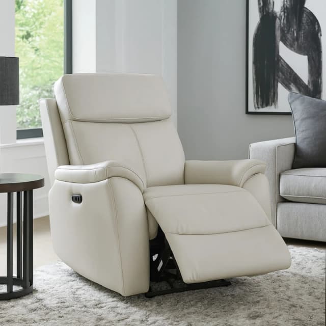 Aspire Aspire Kingsmere Power Recliner Armchair (1 Seater) in Real Leather in Light Grey Light Grey Armchair Unisex 5057632315144