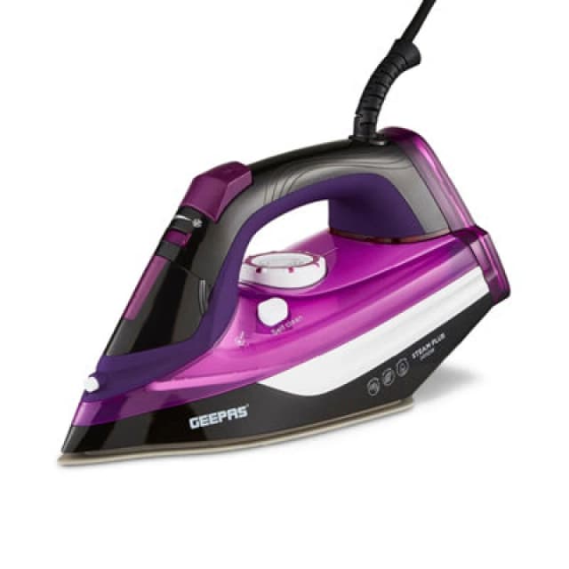 Geepas 3000W Steam Iron Dry/Steam Non Stick Ceramic Soleplate Adjustable Temp Purple unisex