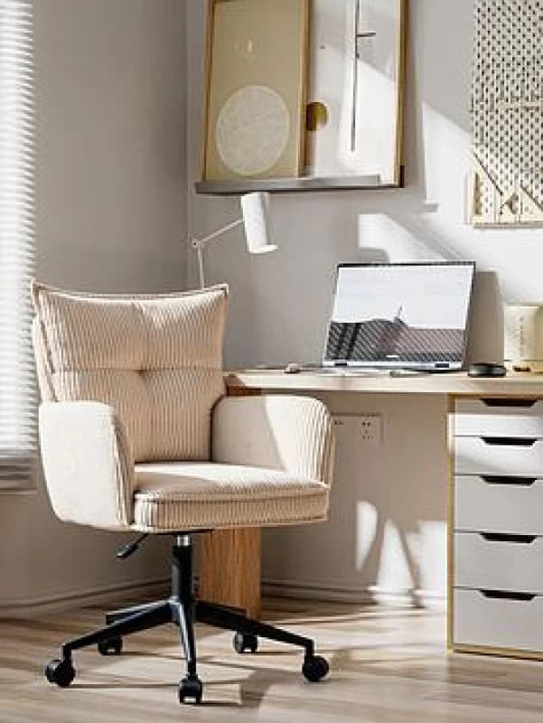 Dorel Harbour Corduroy Office Chair Cream, White 10011177UK