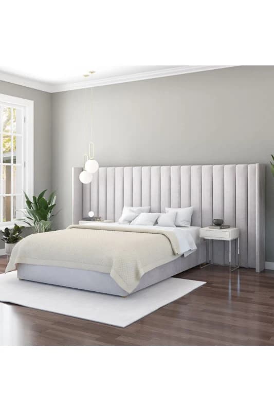Aspire Aspire Grandeur Headboard in Plush Navy in Light Grey Light Grey One Size Unisex 5057632213952