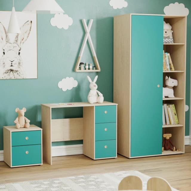 Lassic Junior Vida Neptune 3 Piece Bedroom Set Blue & Oak unisex One Size