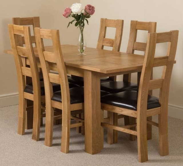 Thats Furniture Hampton 120-160cm Oak Extending Dining Table & 6 Yale Chairs in Brown Brown Unisex