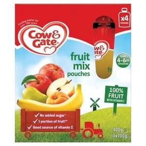 Cow and Gate Fruit Cocktail Pouch Multi-pack 4 Months+ 4x 100G
