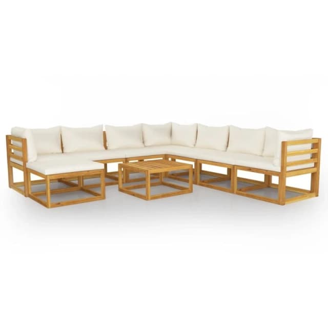 VIDAXL 9 Piece Garden Lounge Set with Cushions Solid Wood Acacia vidaXL 8720286906279
