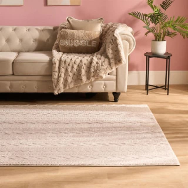 OHS OHS Cable Knit Rug Non Slip Jacquard Floor Carpet Hallway Runner in Cream Size: 80cm x 150cm Cream 80cm x 150cm Unisex 5027434231539