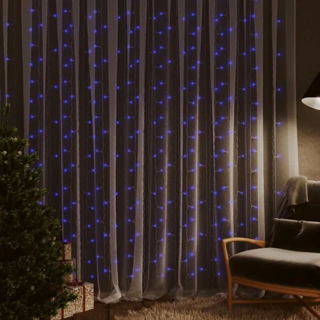 VIDAXL LED Curtain Fairy Lights 3x3m 300 LED Blue 8 Function Vidaxl 8720286434734