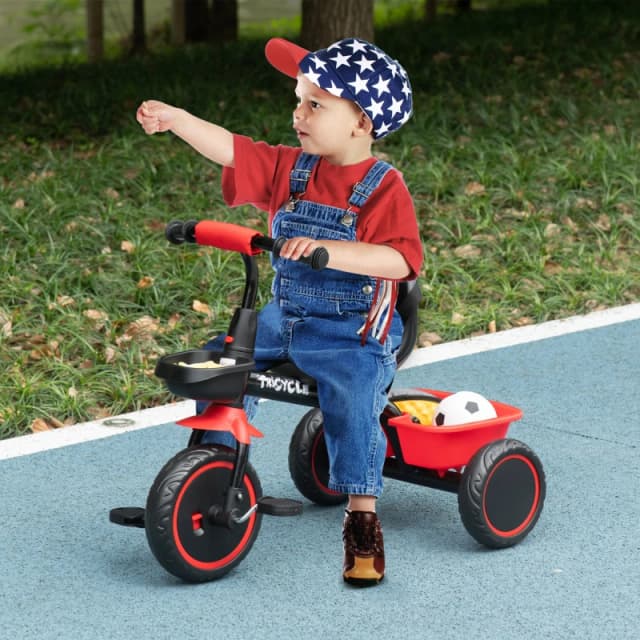 Aiyaplay Kids Trike For 2 To 5 Years With Adjustable Seat, Baskets, Red, Red 370-269V00RD