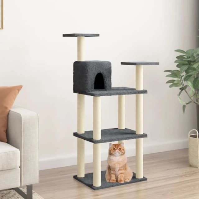 VIDAXL Cat Tree with Sisal Scratching Posts Dark Grey 118.5cm Vidaxl 8720286566855