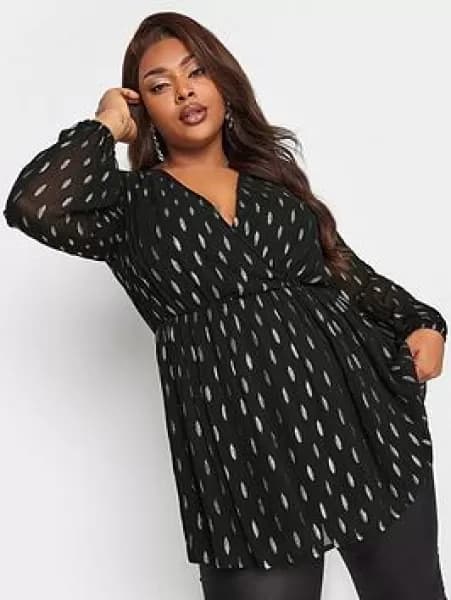 Metallic Detail Wrap Top