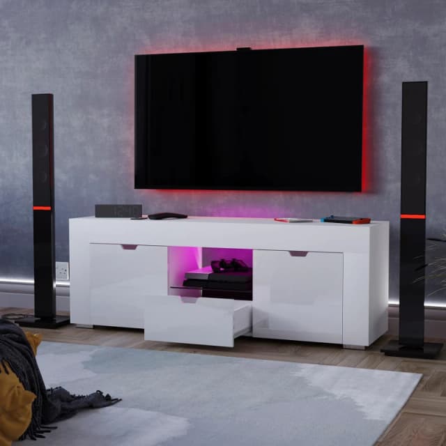 Lassic Vida Designs Eclipse 2 Door 1 Drawer LED TV Unit White unisex 2+1