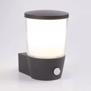 1 Light Outdoor Wall Light Dark Grey with PIR Motion Sensor IP44, E27