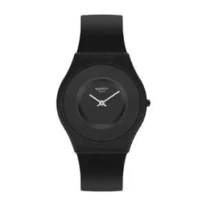 Swatch Skin Classic Caricia Negra Quartz Black Dial Black Silicone Strap Ladies Watch SS09B100