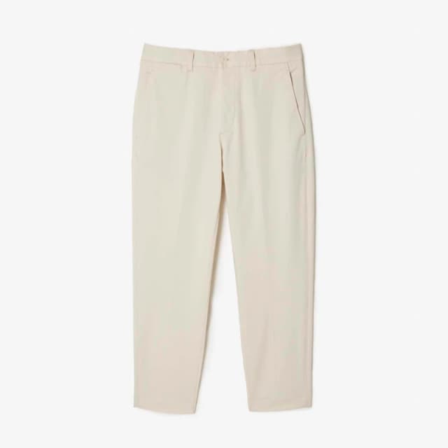 Lacoste Stretch Cotton Tapered Chinos - Cream Cream S
