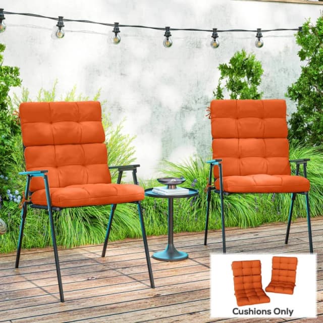Outsunny 2pc Outdoor Seat Cushion with Backrest, Ties, for Garden, Orange 84G-199V70OG