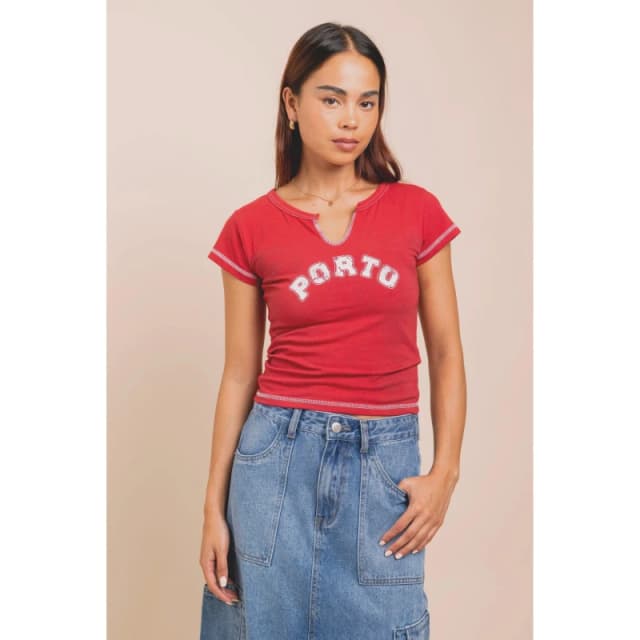 Daisy Street Daisy Jersey Top - Red Red 8
